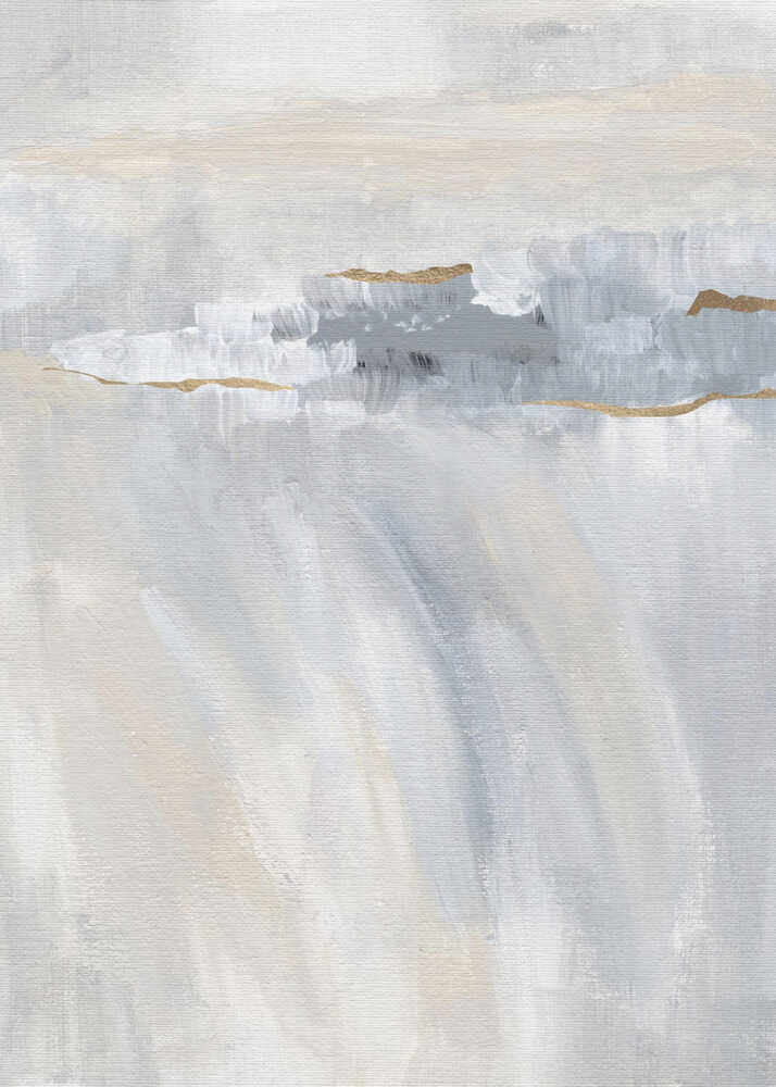 "Abstract Grey Gold Horizon" by Nikita Jariwala — Abstract Wall Art