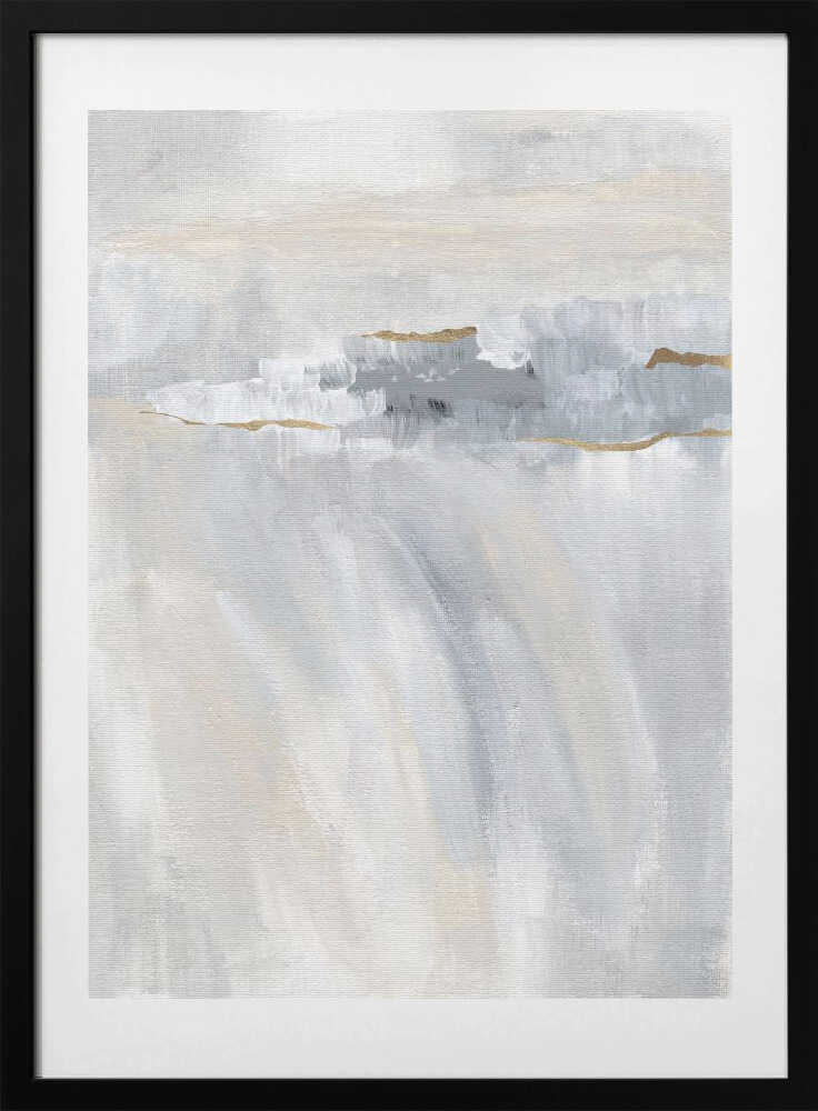 "Abstract Grey Gold Horizon" by Nikita Jariwala — Abstract Wall Art