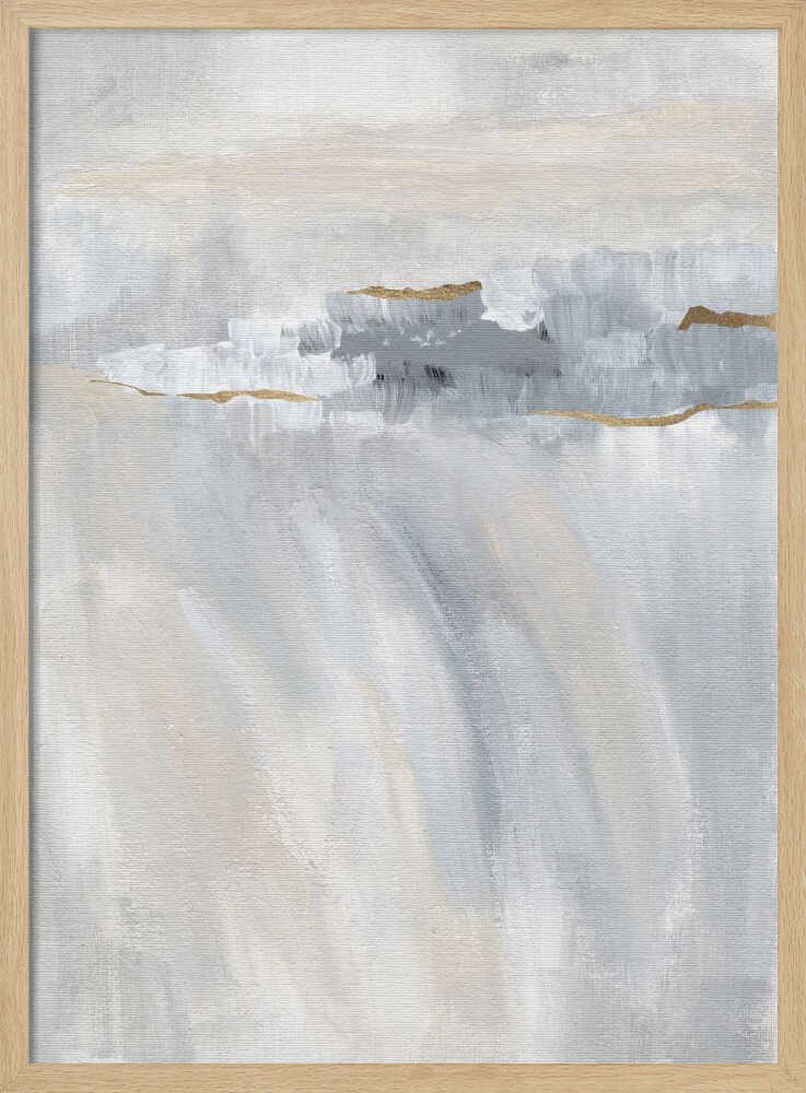 "Abstract Grey Gold Horizon" by Nikita Jariwala — Abstract Wall Art