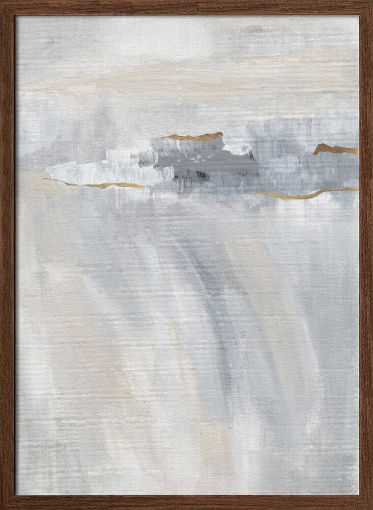 "Abstract Grey Gold Horizon" by Nikita Jariwala — Abstract Wall Art