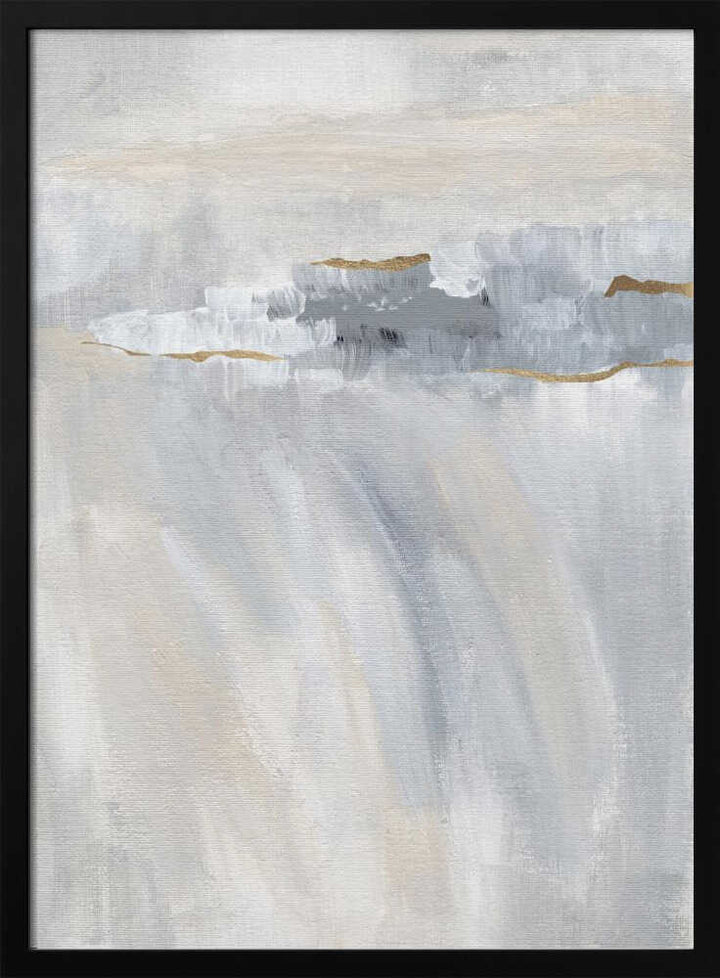 "Abstract Grey Gold Horizon" by Nikita Jariwala — Abstract Wall Art