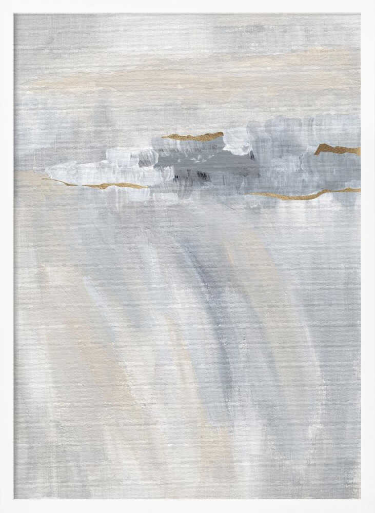 "Abstract Grey Gold Horizon" by Nikita Jariwala — Abstract Wall Art