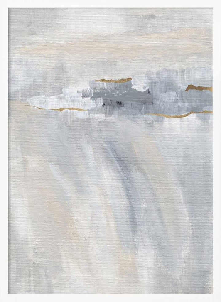 "Abstract Grey Gold Horizon" by Nikita Jariwala — Abstract Wall Art