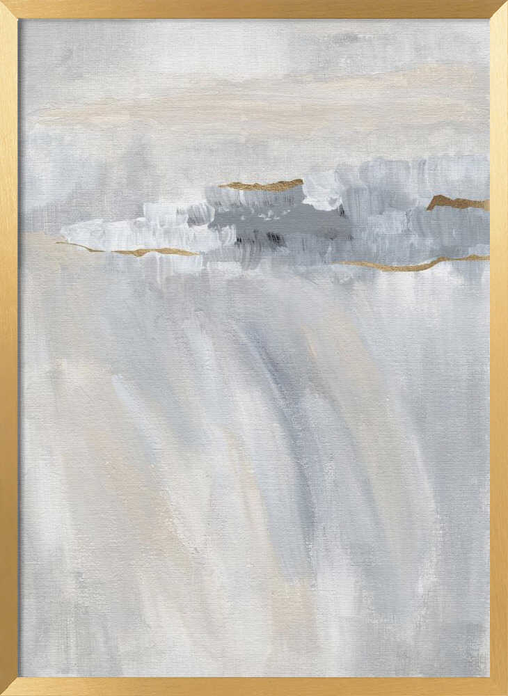 "Abstract Grey Gold Horizon" by Nikita Jariwala — Abstract Wall Art