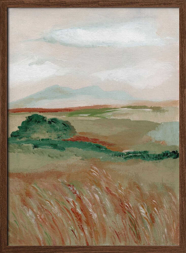"Serene Mountain Field" by Nikita Jariwala — Landscape Wall Art
