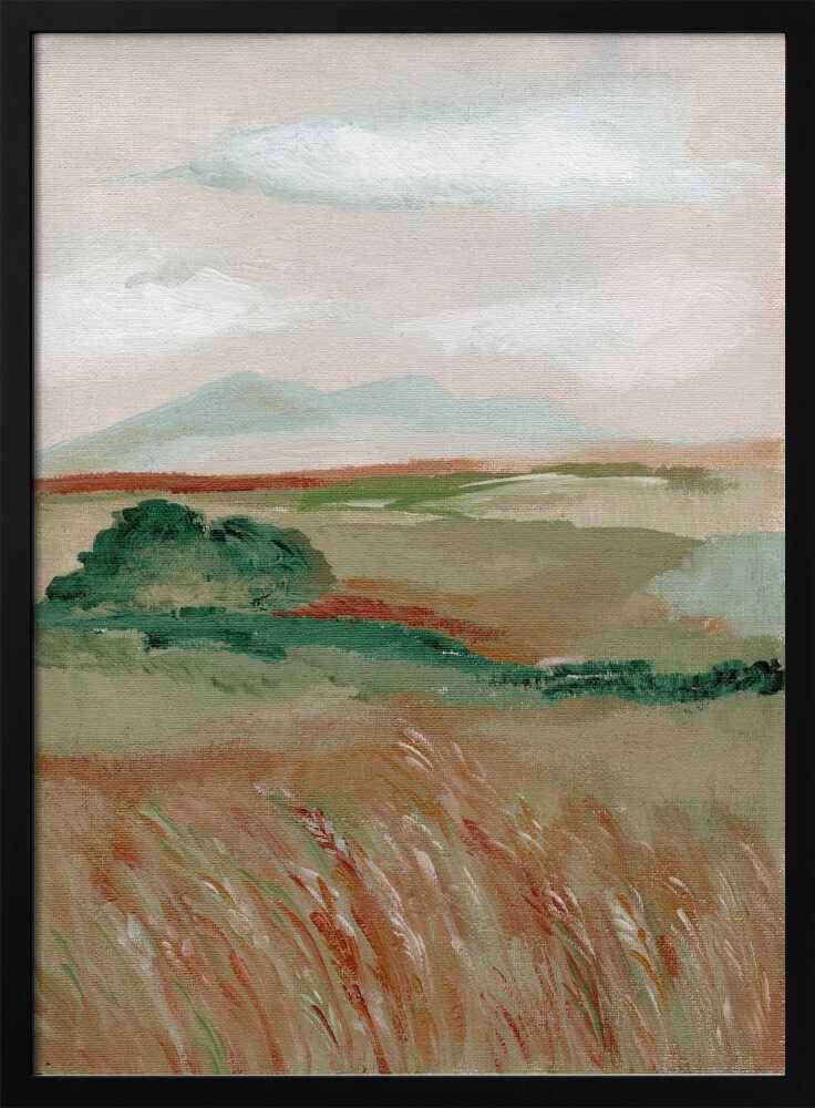"Serene Mountain Field" by Nikita Jariwala — Landscape Wall Art