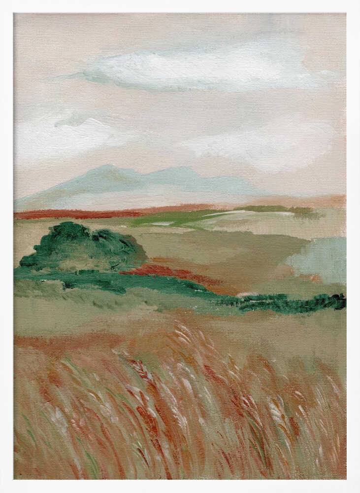"Serene Mountain Field" by Nikita Jariwala — Landscape Wall Art