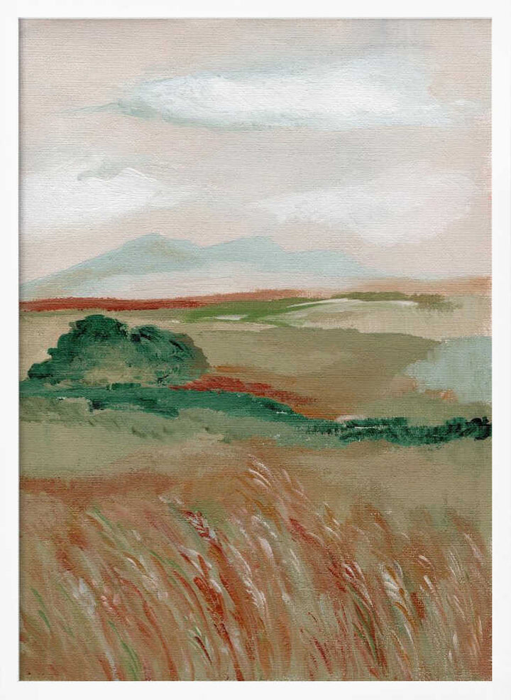 "Serene Mountain Field" by Nikita Jariwala — Landscape Wall Art