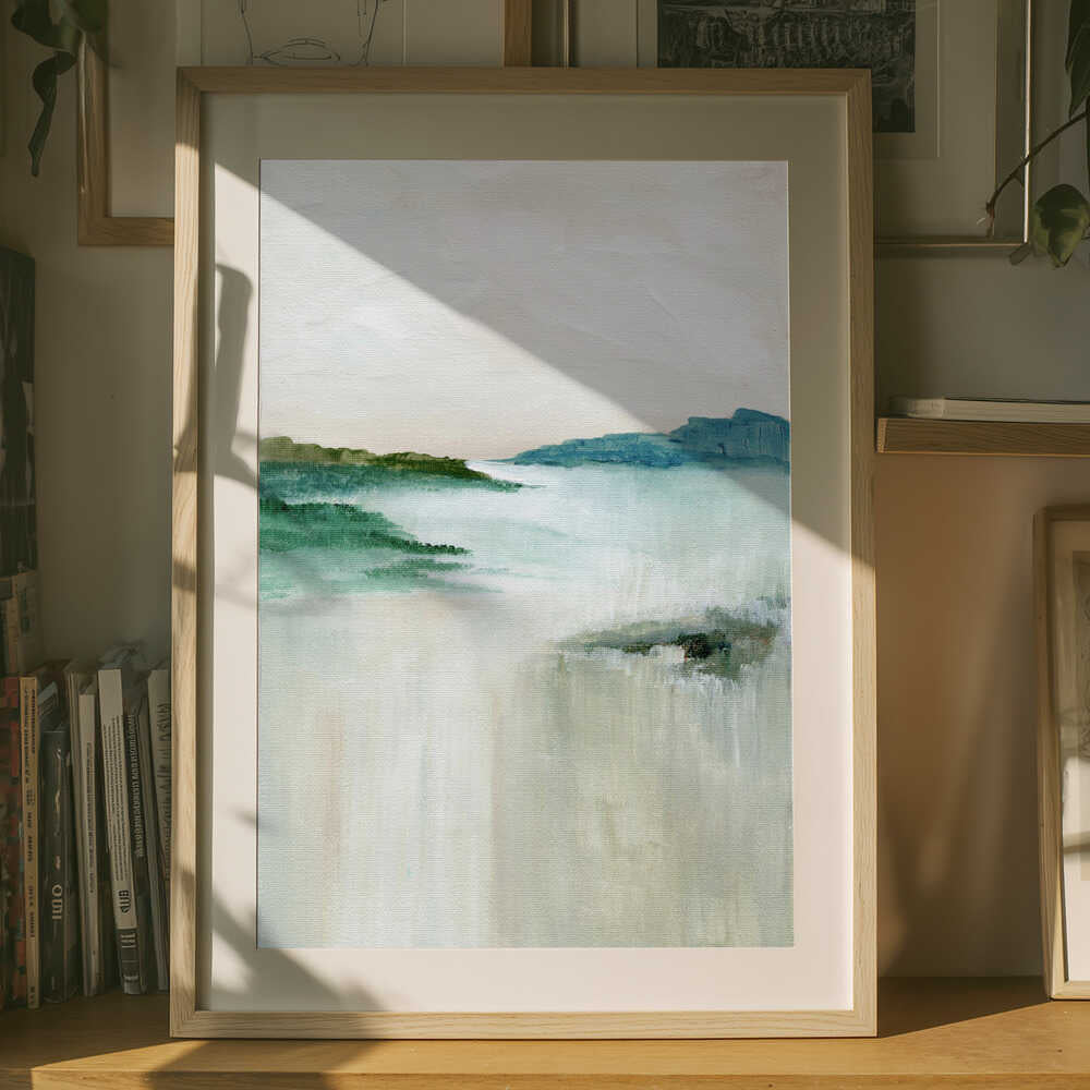"Misty Coastal Abstract" by Nikita Jariwala — Coastal Wall Art