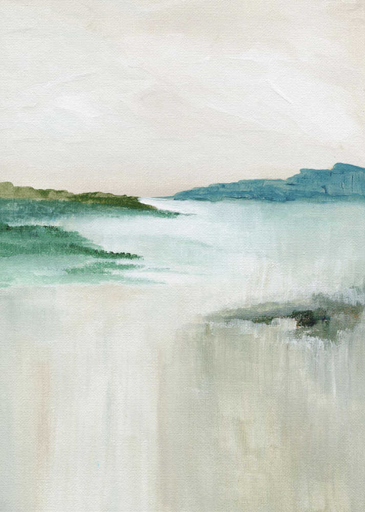 "Misty Coastal Abstract" by Nikita Jariwala — Coastal Wall Art