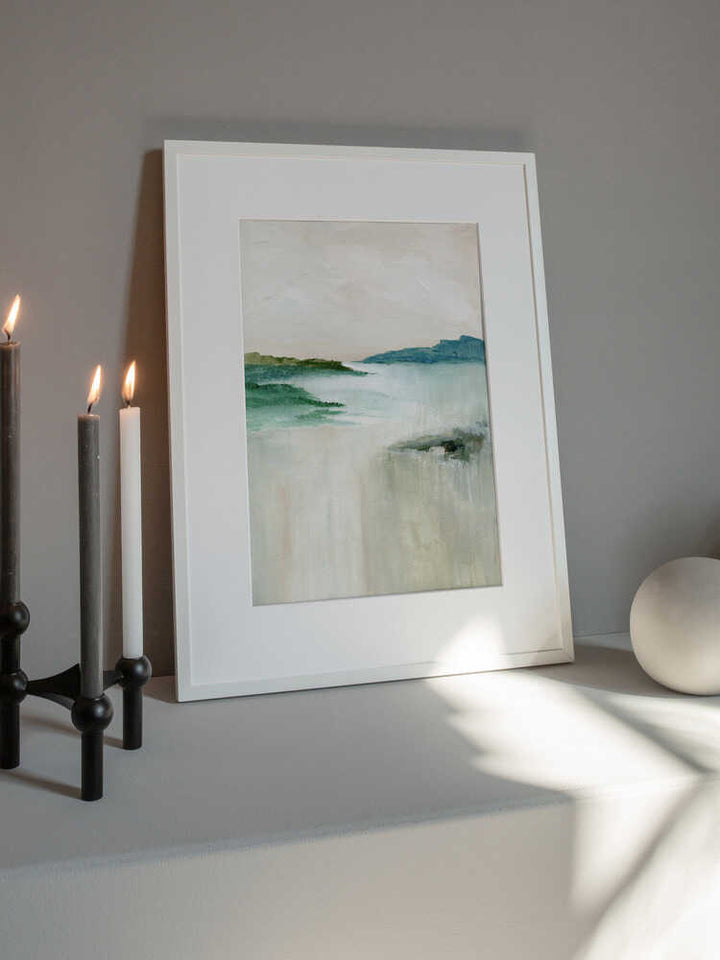 "Misty Coastal Abstract" by Nikita Jariwala — Coastal Wall Art