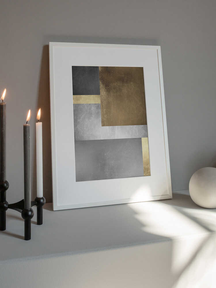 Metallic Gold Silver Abstract