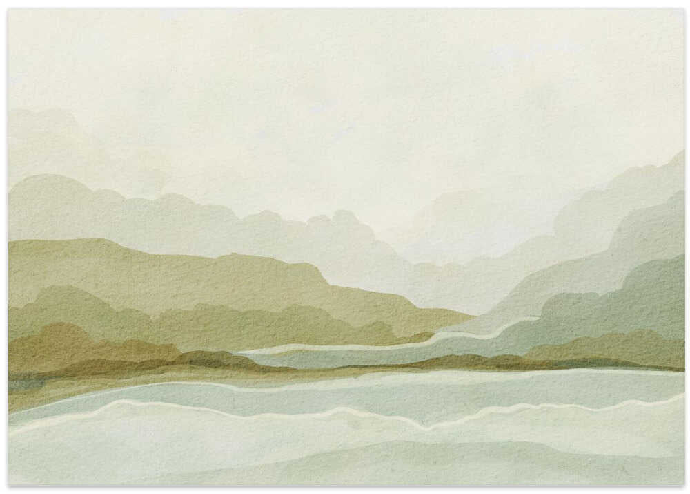 "Watercolor Mountain Valley" by Nikita Jariwala — Landscape Wall Art