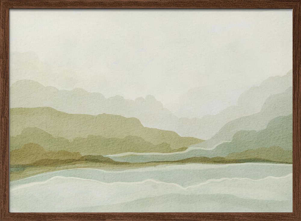 "Watercolor Mountain Valley" by Nikita Jariwala — Landscape Wall Art