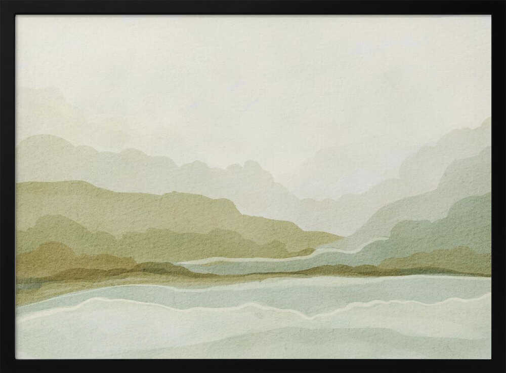 "Watercolor Mountain Valley" by Nikita Jariwala — Landscape Wall Art