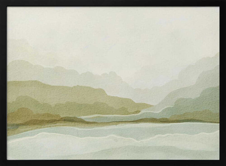 "Watercolor Mountain Valley" by Nikita Jariwala — Landscape Wall Art