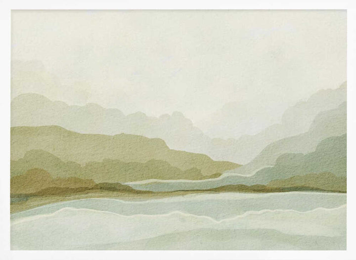 "Watercolor Mountain Valley" by Nikita Jariwala — Landscape Wall Art