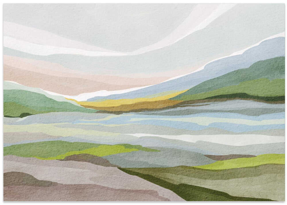 "Muted Valley Layers" by Nikita Jariwala — Landscape Wall Art