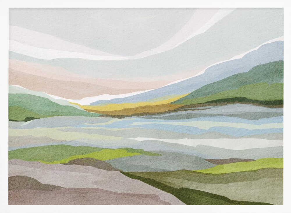 "Muted Valley Layers" by Nikita Jariwala — Landscape Wall Art