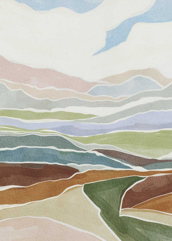 "Layered Landscape Hues" by Nikita Jariwala — Landscape Wall Art