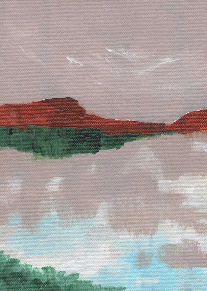 "Red Mountain Reflection" by Nikita Jariwala — Landscape Wall Art