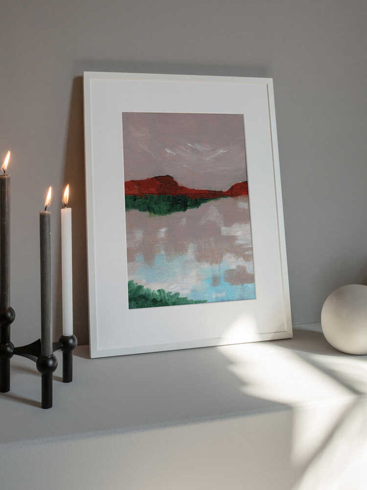 "Red Mountain Reflection" by Nikita Jariwala — Landscape Wall Art