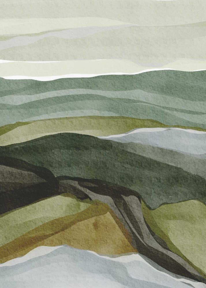 "Serene Green Landscape" by Nikita Jariwala — Landscape Wall Art