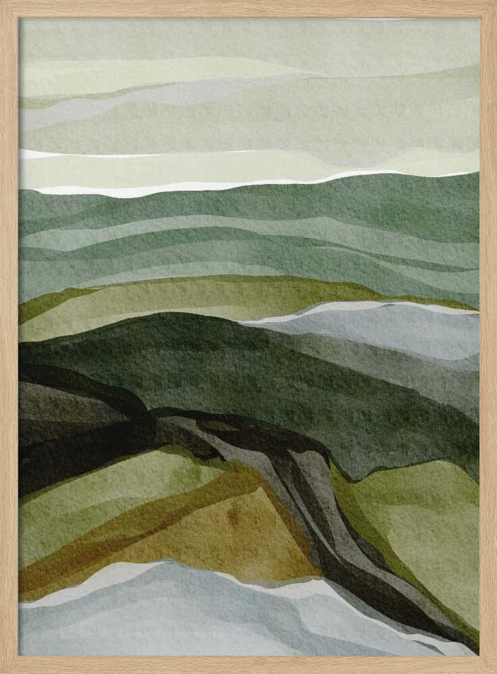 "Serene Green Landscape" by Nikita Jariwala — Landscape Wall Art