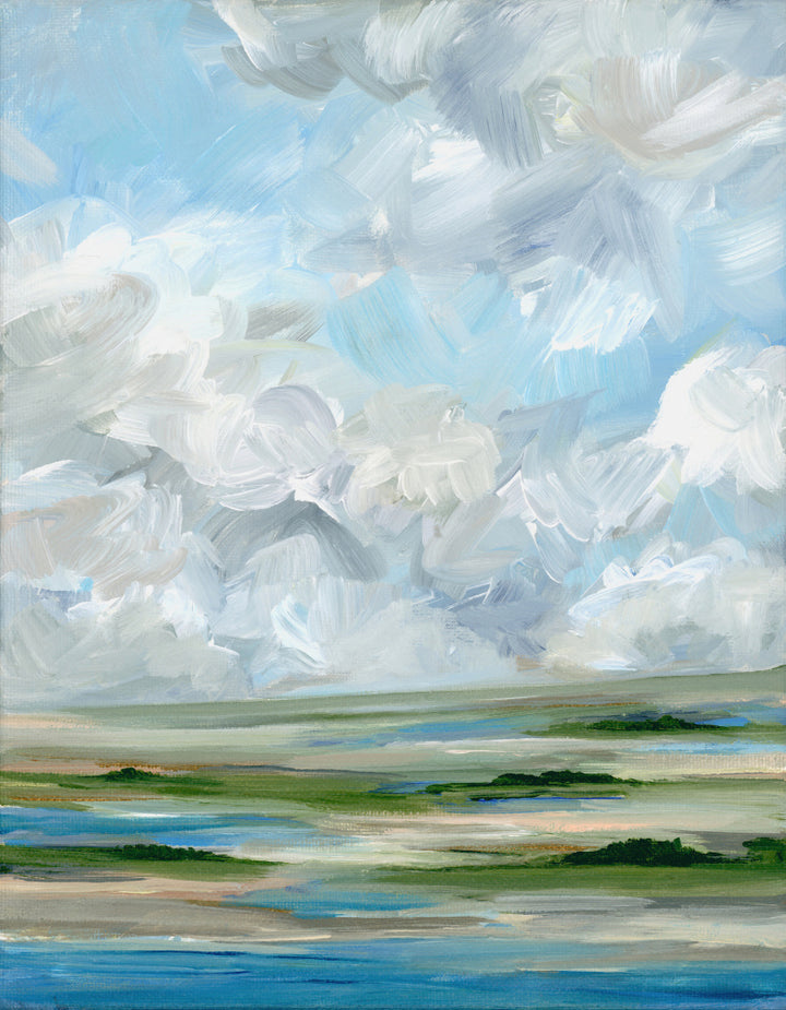 "Cloudy Marsh Serenity" by Nicole Walsh — Landscape Wall Art
