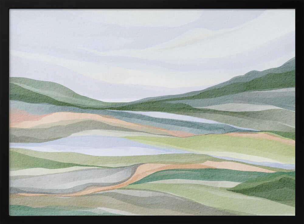 "Serene Layered Landscape No. 2" by Nikita Jariwala — Landscape Wall Art