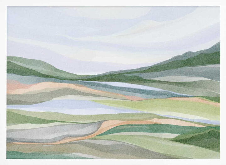 "Serene Layered Landscape No. 2" by Nikita Jariwala — Landscape Wall Art