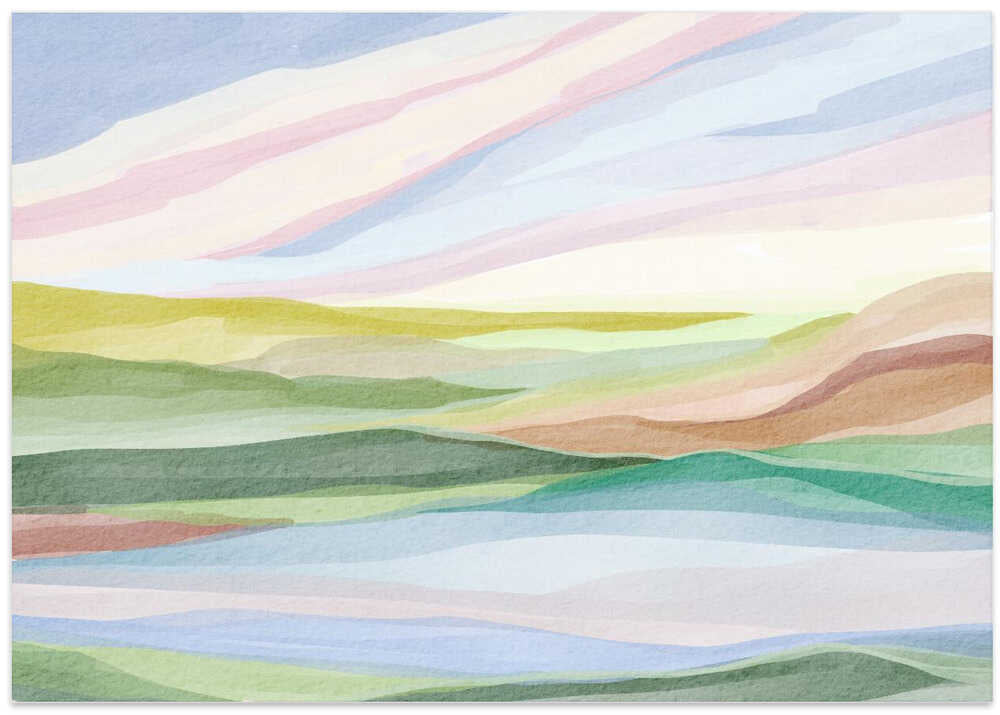 "Layered Pastel Hills" by Nikita Jariwala — Landscape Wall Art
