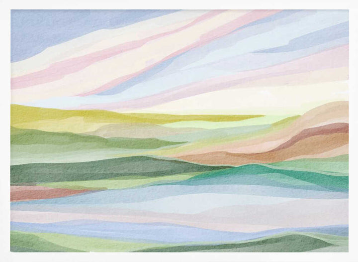 "Layered Pastel Hills" by Nikita Jariwala — Landscape Wall Art