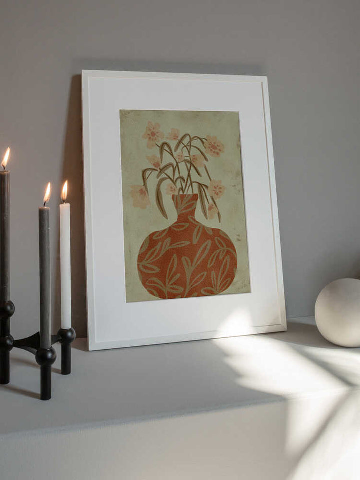 "Terracotta Vase Blossoms" by Nikita Jariwala — Still Life Wall Art