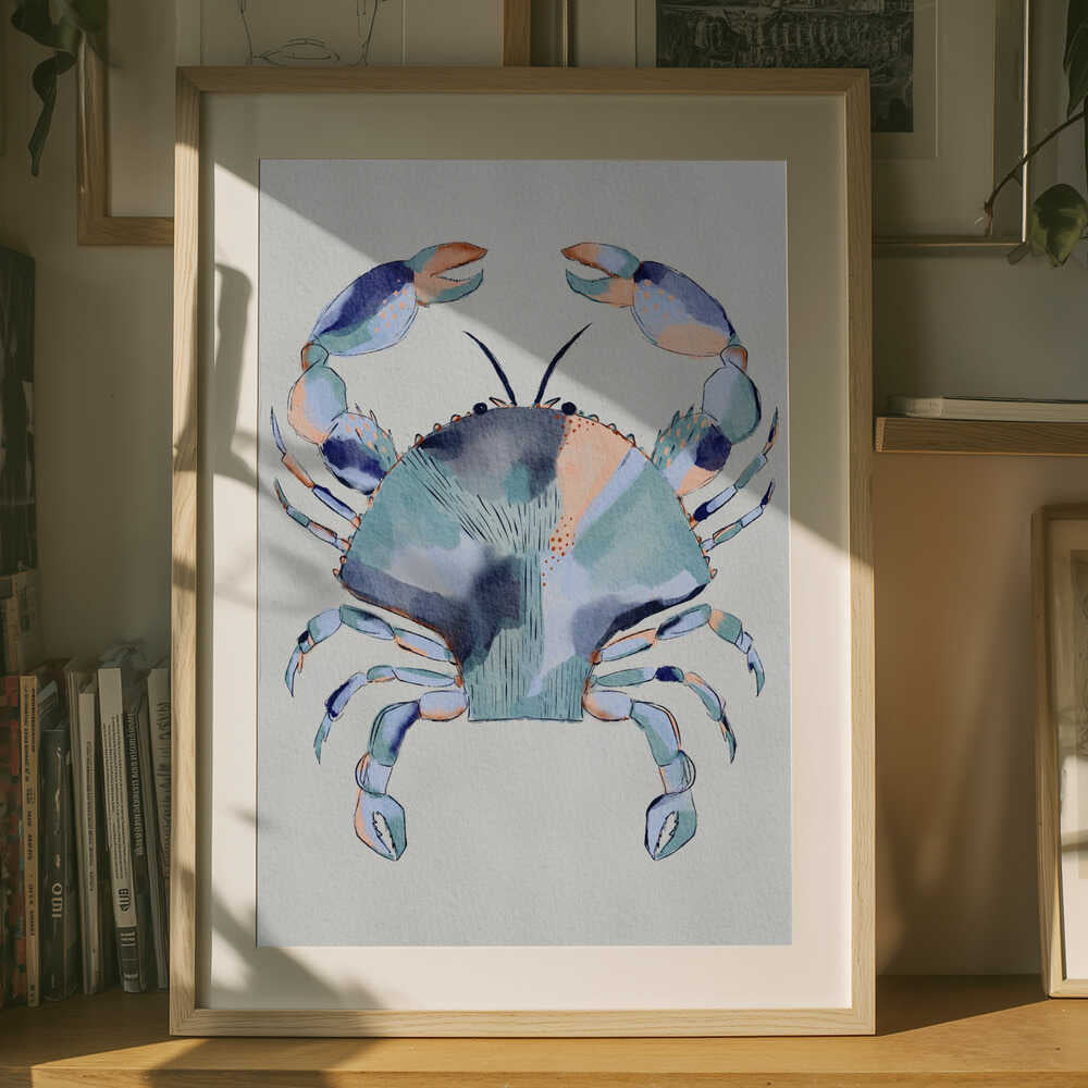 "Coastal Blue Crab Painting" by Nikita Jariwala — Animals Wall Art