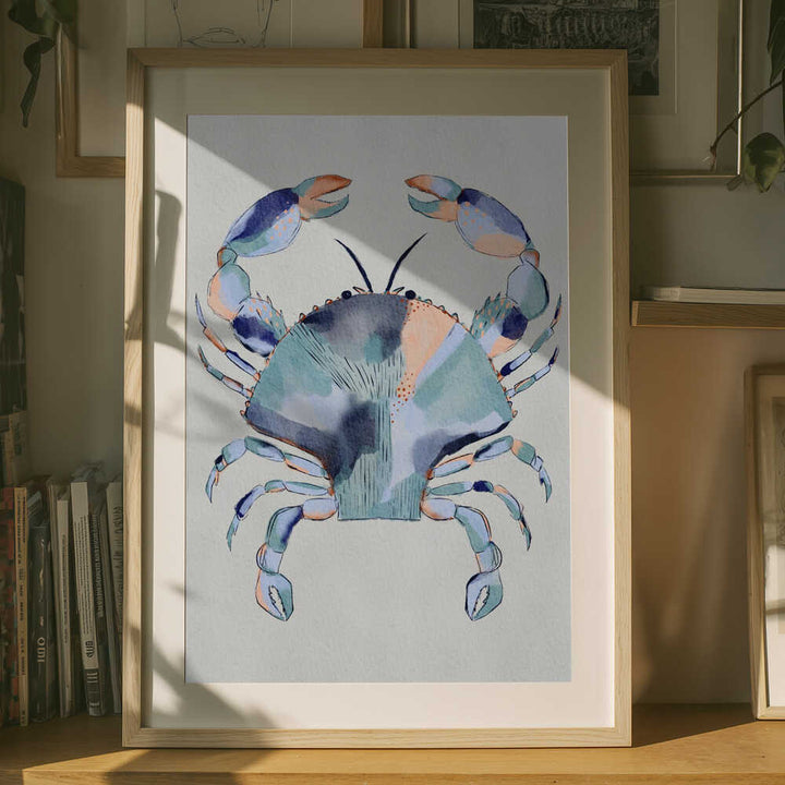 "Coastal Blue Crab Painting" by Nikita Jariwala — Animals Wall Art