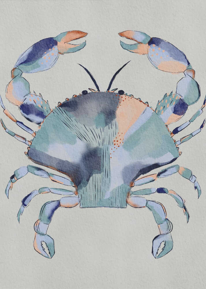 "Coastal Blue Crab Painting" by Nikita Jariwala — Animals Wall Art