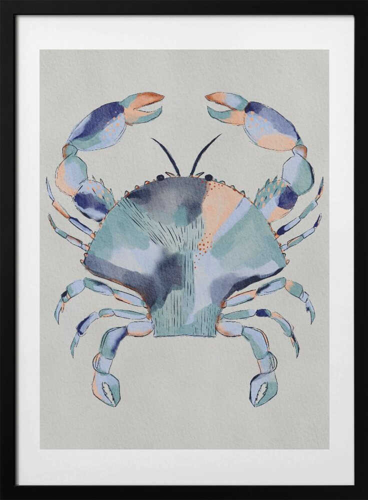 "Coastal Blue Crab Painting" by Nikita Jariwala — Animals Wall Art
