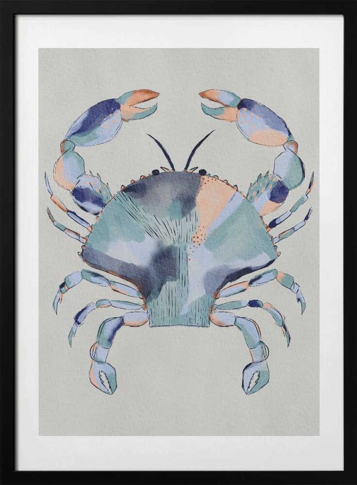 "Coastal Blue Crab Painting" by Nikita Jariwala — Animals Wall Art