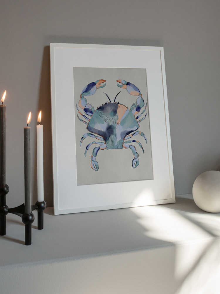 "Coastal Blue Crab Painting" by Nikita Jariwala — Animals Wall Art