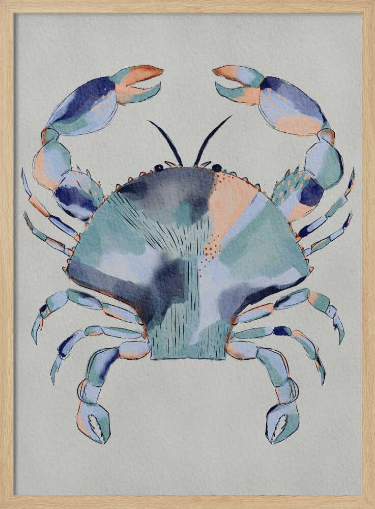 "Coastal Blue Crab Painting" by Nikita Jariwala — Animals Wall Art