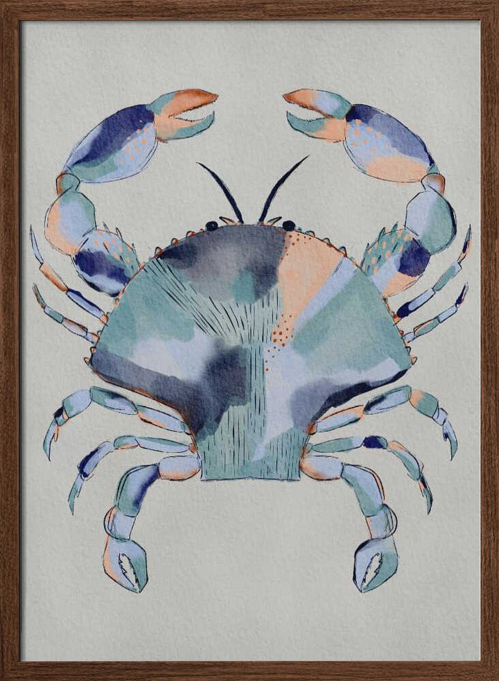 "Coastal Blue Crab Painting" by Nikita Jariwala — Animals Wall Art