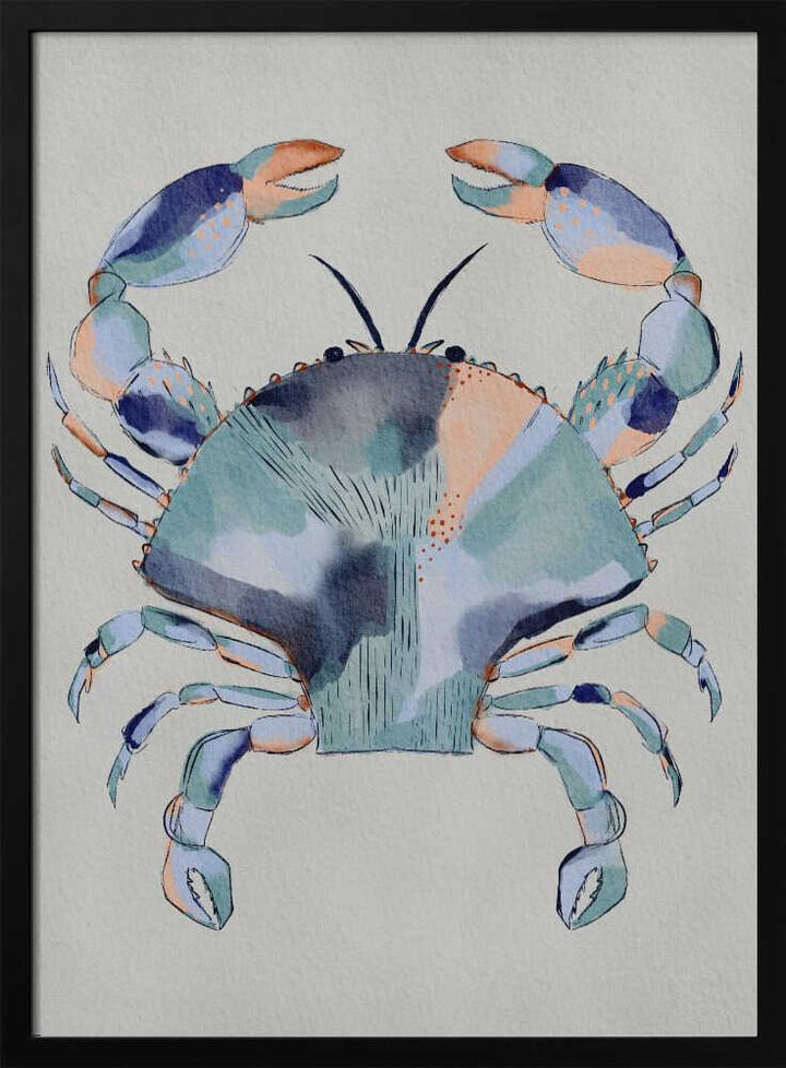 "Coastal Blue Crab Painting" by Nikita Jariwala — Animals Wall Art