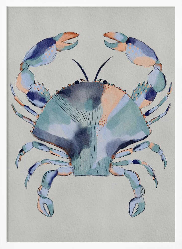 "Coastal Blue Crab Painting" by Nikita Jariwala — Animals Wall Art