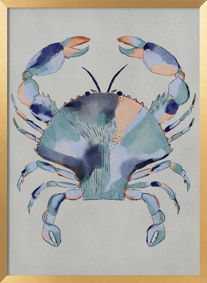 "Coastal Blue Crab Painting" by Nikita Jariwala — Animals Wall Art
