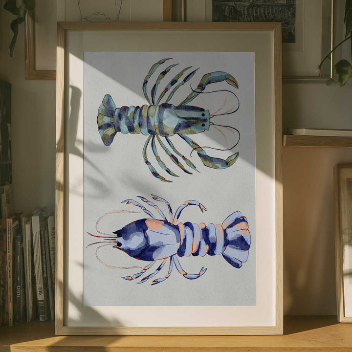 "Blue Lobsters Watercolor" by Nikita Jariwala — Animals Wall Art