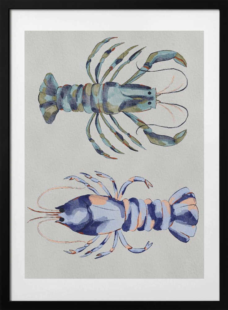 "Blue Lobsters Watercolor" by Nikita Jariwala — Animals Wall Art