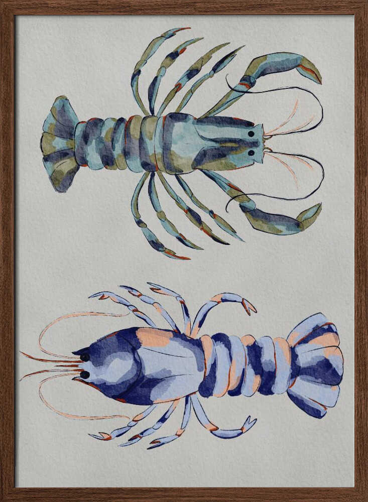"Blue Lobsters Watercolor" by Nikita Jariwala — Animals Wall Art