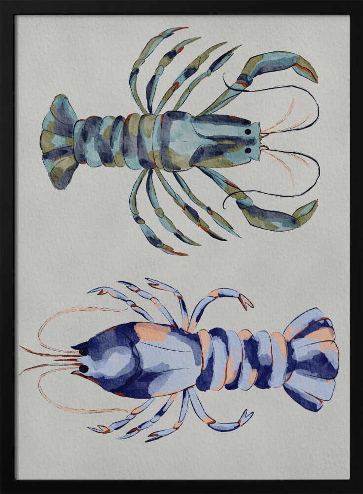 "Blue Lobsters Watercolor" by Nikita Jariwala — Animals Wall Art