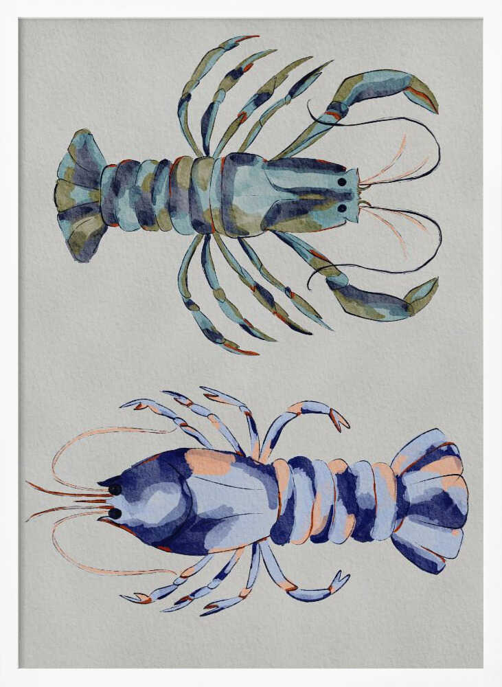 "Blue Lobsters Watercolor" by Nikita Jariwala — Animals Wall Art